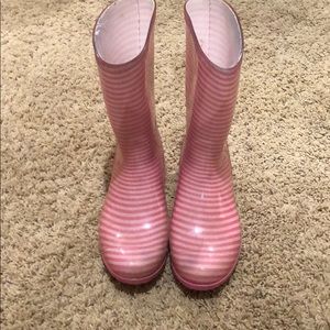 Ugg Rain Boots pink and white stripes